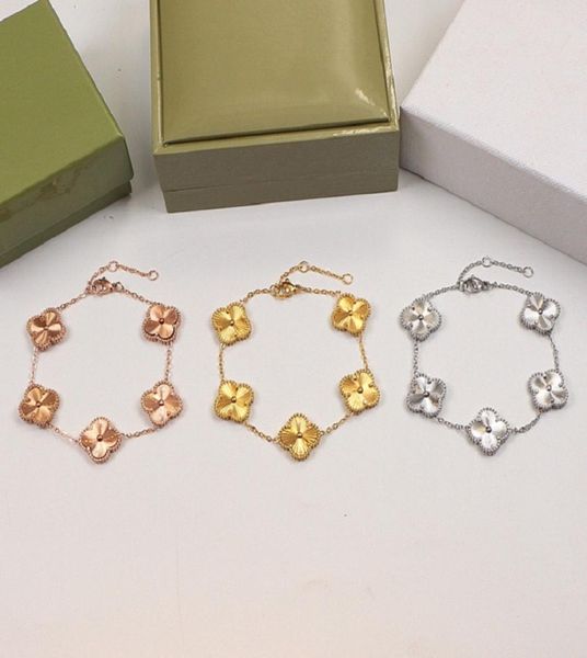 

luxury designer link chain bracelet fourleaf clover cleef bracelets womens fashion 18k gold titanium steel bracelets jewelry4848279, Black