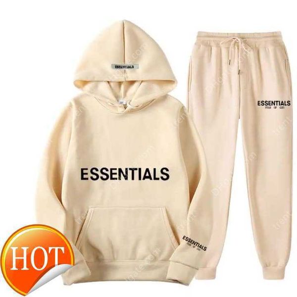 

fw2023 autumn winter men women hooded sweatshirt suit pure cotton couple jogging sweatshirts oversized streetwear tracksuit, Black