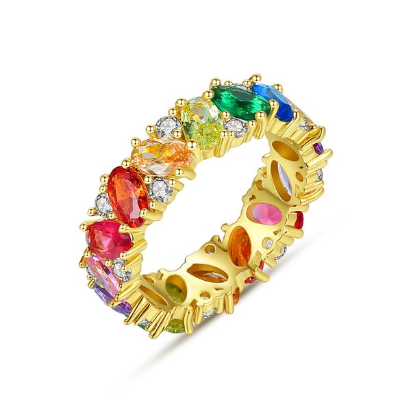 

classic fine band rings jewelry rainbow diamonds 925 sterling silver full princess cut white z cz diamond gemstones eternity square party wo