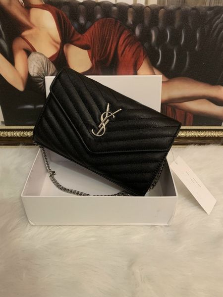 

hig quality women shoulder bags designer handbags caviar leather fashion silver crossbody bag handbag cross body chain ysi messenger bag