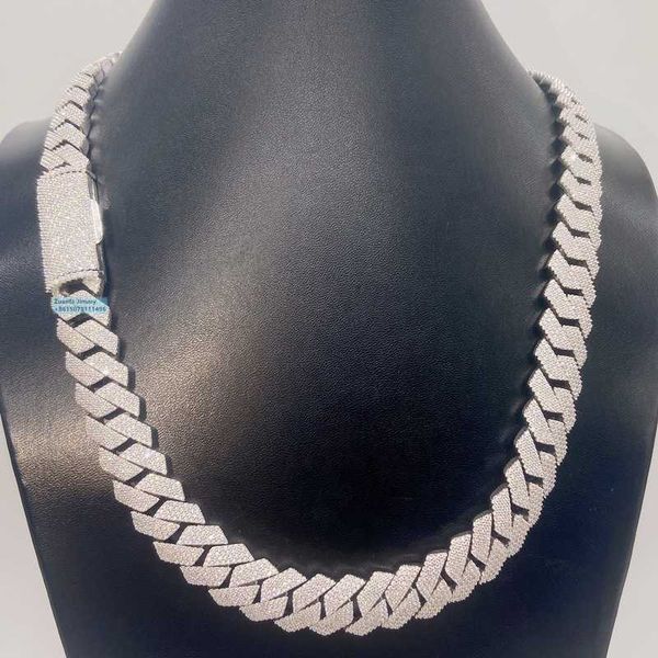 

pass diamond tester 15mm 4row stone iced out vvs1 moissanite cuban chain necklace men wzdi, Silver