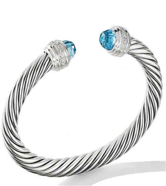 

new stainless steel bracelet fashion trend women039s titanium cable 7mm open bracelet dy jewelry328a3716668, Black