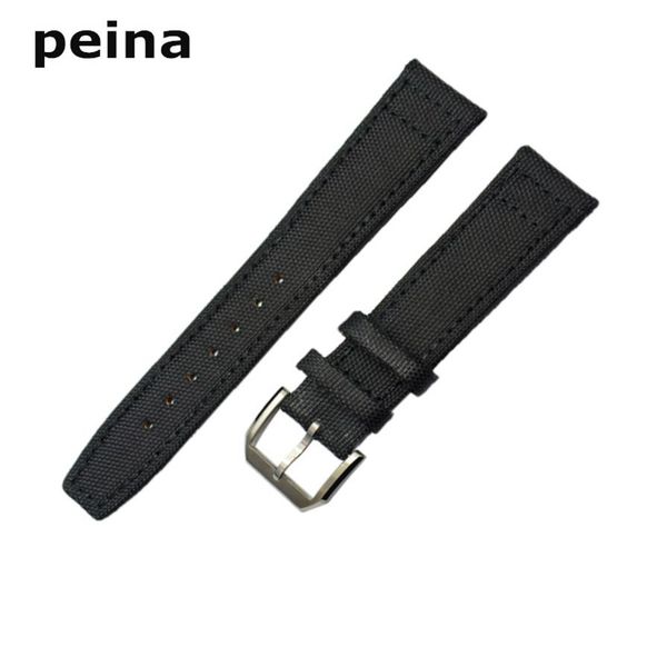 

20mm 21mm 22mm new black green nylon and leather watch band strap for iwc watches229r, Black;brown
