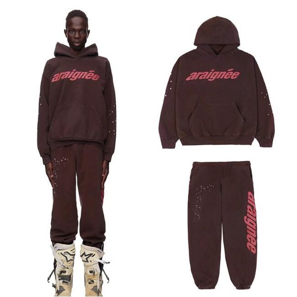

men's plus size hoodies & sweatshirts set foam print sweatshirt sets, Black;brown