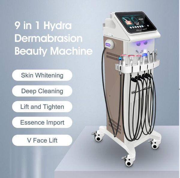 

9 in 1 microdermabrasion hydro water oxygen beauty equipment facial skin care therapy aqua peel bio lifting wrinkle removal equipment with f