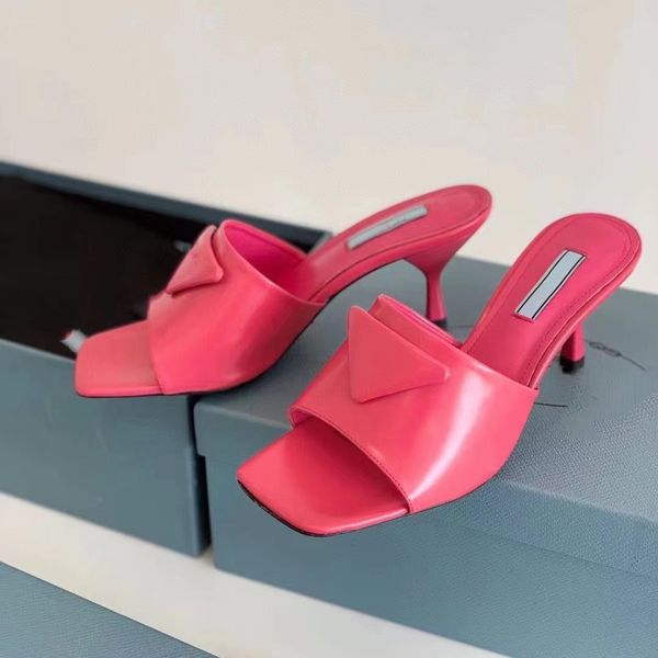

slippers mules shoes womens slides high heels shoes sandals luxury designers factory footwear rhinestone real silk chunky block slip-on open, Black