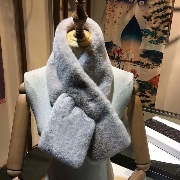 

scarfs designer luxury scarf autumn and winter female rabbit fur fur ball cross student children plush thick warm, Blue;gray