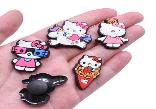 

cartoon hole clog shoe flower pvc shoecharms buckle soft rubber croc charms bracelet wristband decoration girl gift9036487, White;pink