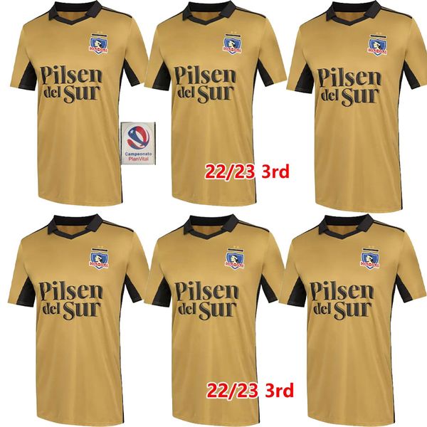 

22/23 colo colo third soccer jerseys santos bolados arriagada zaldivia gil fuentes costa 2022 2023 home away 3rd men kit football shirts, Black;yellow