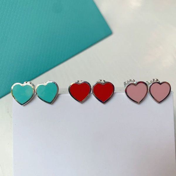 

fashion designer charm t heart earrings women biue pink red stainless steel diamonds jewelry gifts woman accessories wholesale foe love, Golden