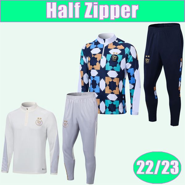 

22 23 algeria training wear soccer jerseys kit suit mahrez slimani feghouli bennacer atal half zip tracksuit football shirts, Black
