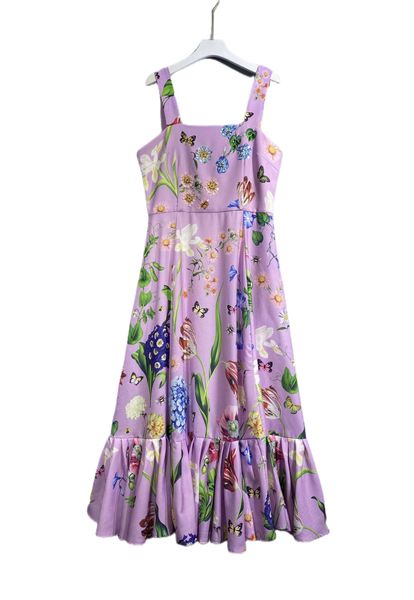 

2023 spring latest style strap print beaded ladies long dress, Black;gray