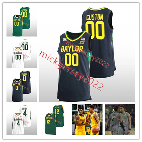 

baylor bears custom stitched mens youth basketball jersey 12 jared butler 45 davion mitchell jerseys, Black