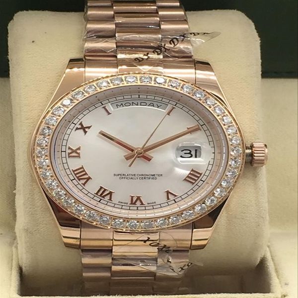 

2021 men's watch luxury diamond style stainless steel gold strap automatic type calendar date waterproof sapphire master170s, Slivery;brown