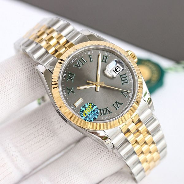 

datejust wimbledon dial oystersteel watch 18k rose gold jubilee bracelet watches 3235 movement box and papers sapphire folding strap 100m me, Slivery;brown