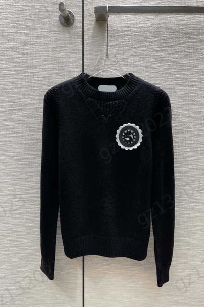 

womens sweaters sunflower embroidery thread round neck pullover knit sweater chest hollowed out design fashion knitwear brand designer women, White;black