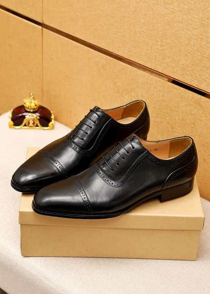 

2023 men dress shoes genuine leather casual work loafers male brand party wedding business oxfords handmade flats size 38-45, Black