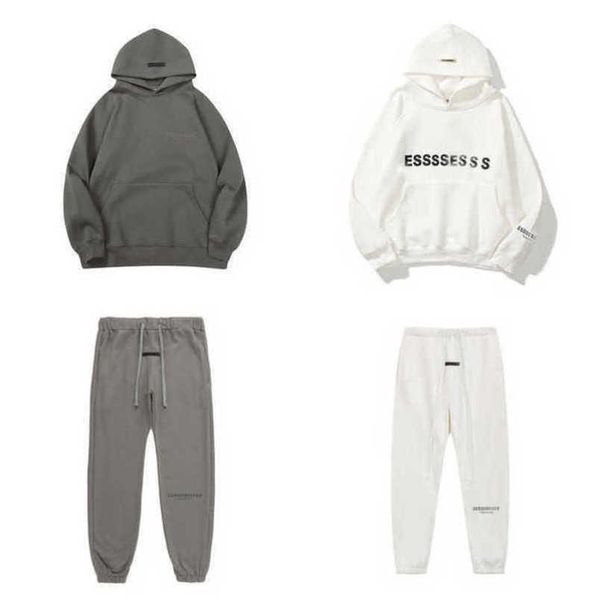 

luxury men's sweatshirts fashion esstion tracksuits letter hoodies men women sportswear hooded pant coat sweater casual pullover coupl, Gray