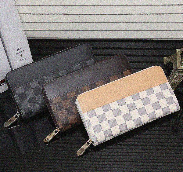 

wallets men's long cheque famous cardholder women card holders designer men clutch bag coin purse leather wallet purse classic single z, Red;black