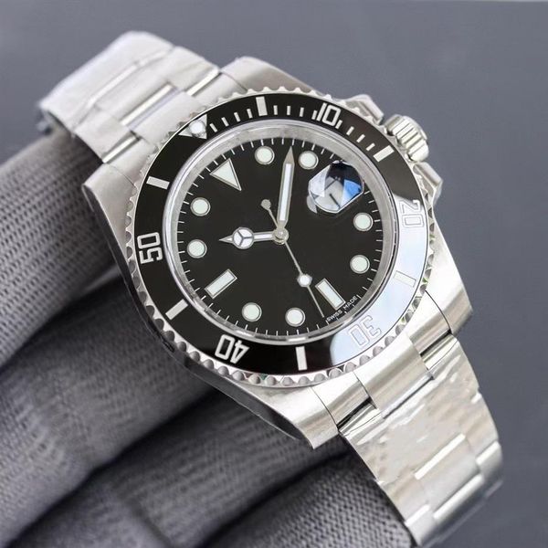 

men watch 41mm sapphire glass gliding lock automatic mechanical ceramics green black watches full stainless steel waterproof swimm245d, Slivery;brown