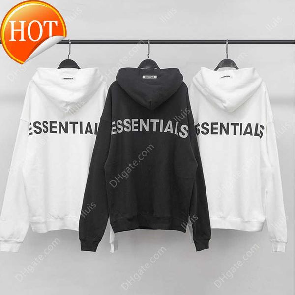 

sweatshirt men's women's embroidered pullover fashion hoodie reflective cotton clothing, Black