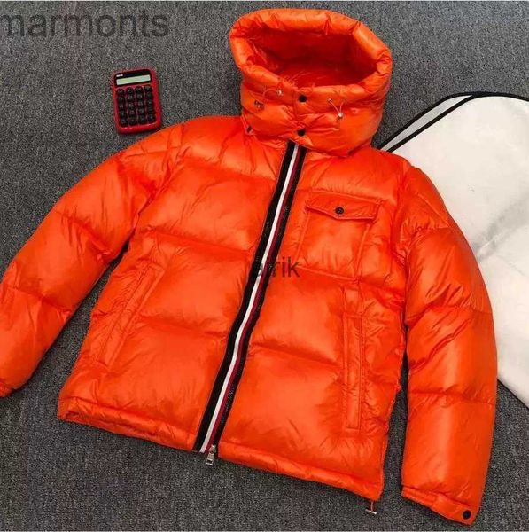 

monclair men nylon down short jacket shiny laque full rib sleeve fashion designer gentleman removed hood welt pocket zipper snap warm coatiu, Black;brown