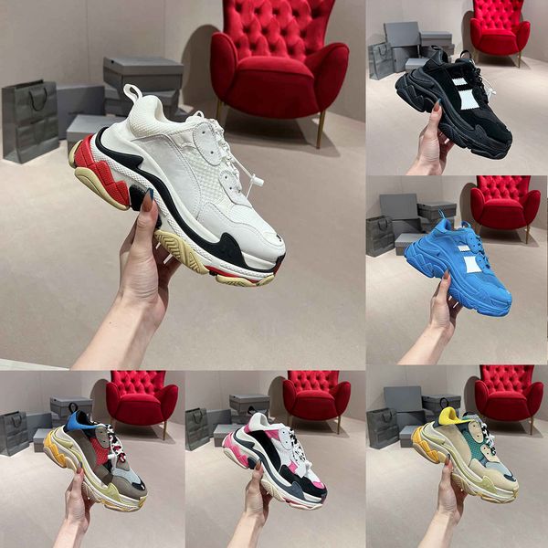 

designer sneakers triple s casual shoes mens women trainers platform leather sneaker ice pink blue white orange black shoe