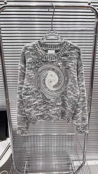 

womens sweaters flocking logo embroidery thread round neck pullover knitted sweater off shoulder long sleeves loose slim knitwear simple cas, White;black