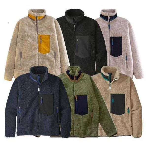 

fashion designer mens jackets fleece jacket thick warm down classic retro autumn winter patagonias couple models lamb cashmere coat men fr5w, Black;brown