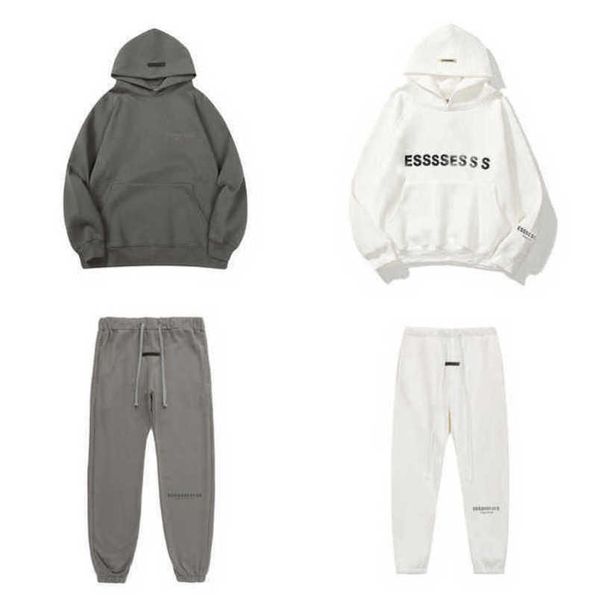 

fashion sweatshirts luxury men's esstion tracksuits letter hoodies men women sportswear hooded pant coat sweater casual pullover coupl, Gray