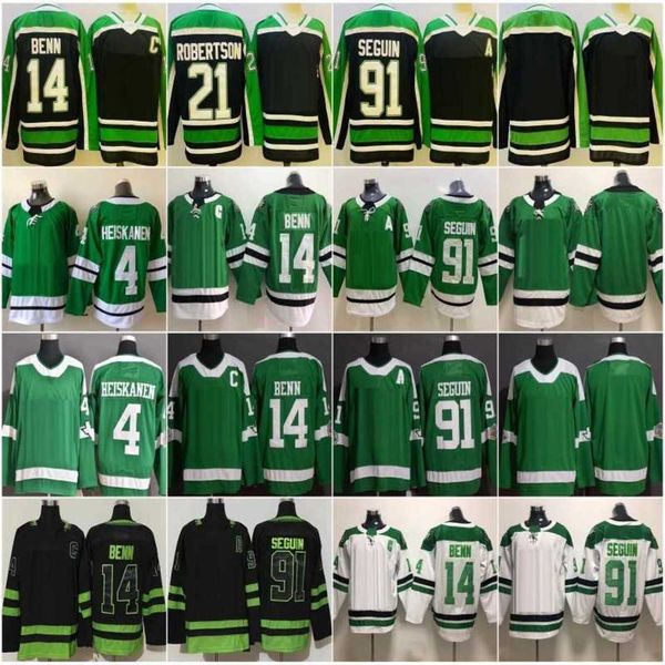 

2022 reverse retro 14 jamie benn hockey jerseys 21 jason robertson 91 tyler seguin 4 miro heiskanen winter classic stitched mens black jerse, Black;red
