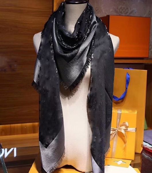 

women scarf brand neckerchief 140x140cm winter letter cashmere wool with gold thread designer brand warm soft shawl wrap scarves no box, Blue;gray
