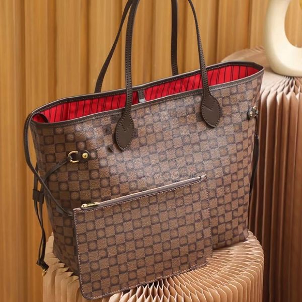 

tote bag designer bags handbag totes wallet fashion leather messenger old flower brown lattice mm shoulder women bags high capacity composit
