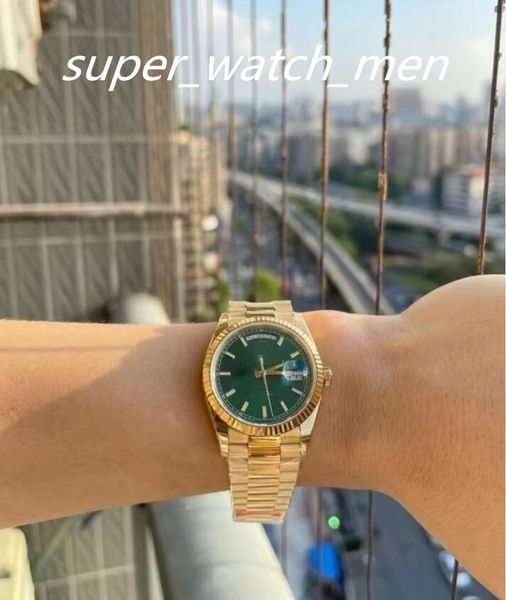 

mens watch bp 41mm datejust green dial president yellow gold bracelet cal.3235 movement mechanical automatic men's wristwatches, Slivery;brown