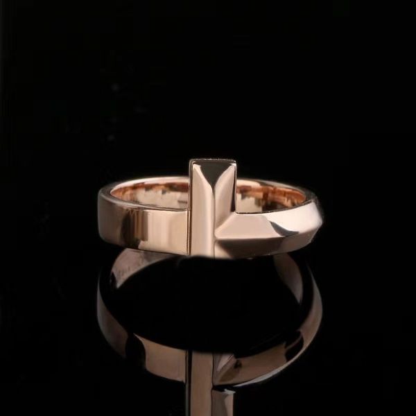

single t-shape band rings 925 sterling silver gold rose ring fashion classic woman luxury jewelry, Golden;silver