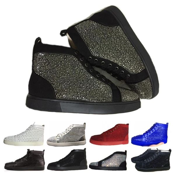 

christians red bottomed new releases designer sneakers studded spikes flats shoes luxury for men women training, Black