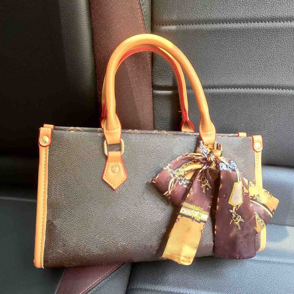 

bags totes handbag designer bag women classic imitation luxury brand flower letter full printing silk scarf leather shoulder bag fashion sty