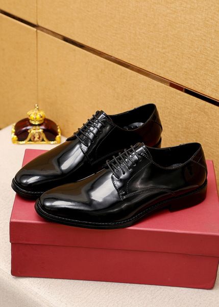

new style 2023 men's brand dress shoes genuine leather casual flats men business shoes lace up breathable party loafers size 38-45, Black