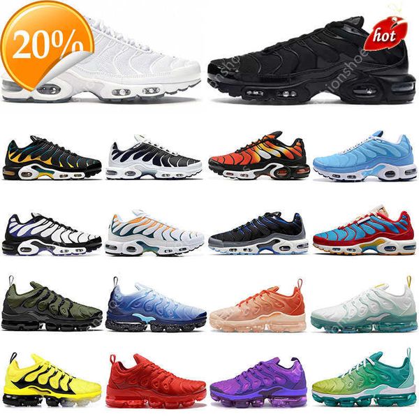 

sandals 2023 tn plus mens running shoes triple black white sunset orange gradients lemon lime red royal blue metallic gold fresh women breat