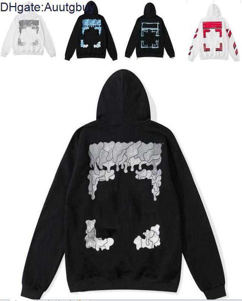 

classic mens loose offs sweatshirts fashion brand hoodie designers luxury pullover back oil paint arrow x men women t shirt wj8t, Black