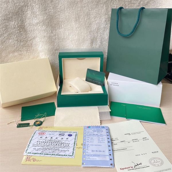 

luxury watch green box papers gift watches boxes leather bag card for rolex wristwatchbox full set270w, Black;blue