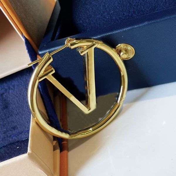 

new designer earring fashion hoop earrings womens diameter 3cm 4cm 5cm big circle simple for woman circle jewelry luxurys channel jewelrys, Golden;silver