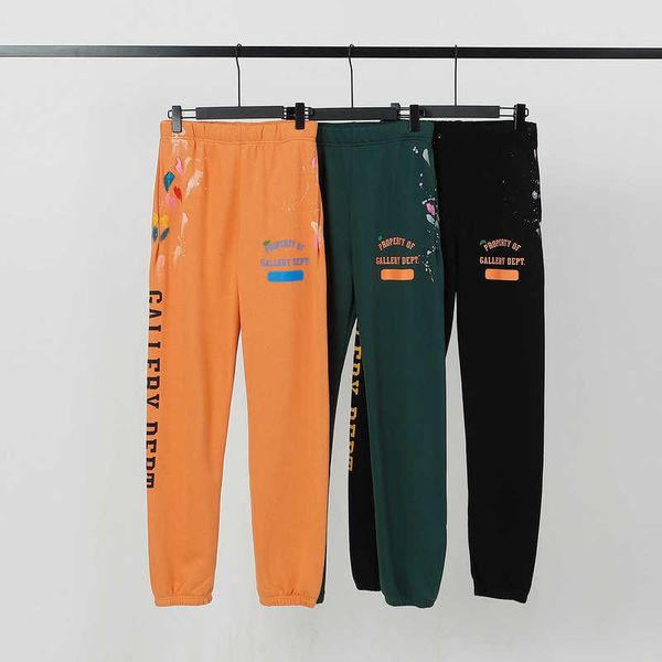 

jeans fashion brand galry designer depart denim cool casual hip hop loose high street splash ink hand-painted graffiti gall slim trousers 4m, Blue