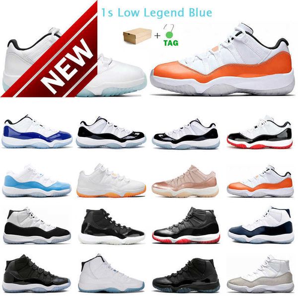 

11s og men women basketball shoes jumpman low legend blue 11 concord bright citrus jubilee 25th anniversary rose gold mens trainers, Black