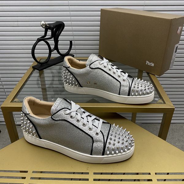 

mens stylish studded shoes handcrafted real leather designer rock style red soles shoes luxury fashion womens diamond encrusted casual shoe, Red;white