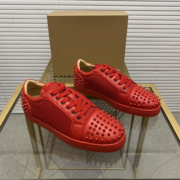 

mens stylish studded shoes handcrafted real leather designer rock style red soles shoes luxury fashion womens diamond encrusted casual shoe, Red;white