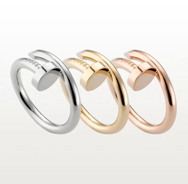 

12color nail ring designer ring for women/men gold rings carti wedding band luxury jewelry accessories titanium steel gold-plated never fade, Silver