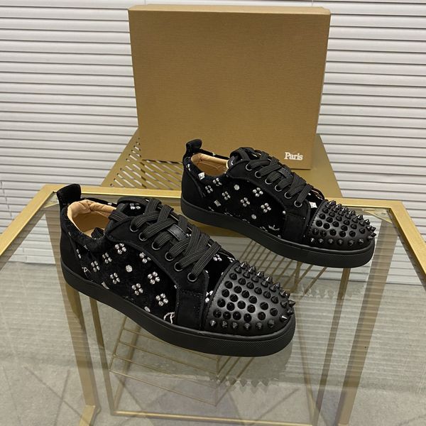 

mens stylish studded shoes handcrafted real leather designer rock style red soles shoes luxury fashion womens diamond encrusted casual shoe, Red;white