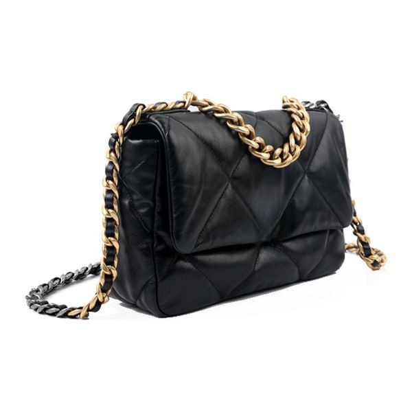

19bag diamond pattern chain handle lambskin mouth cover bag handbag shoulder crossbody medium women's black