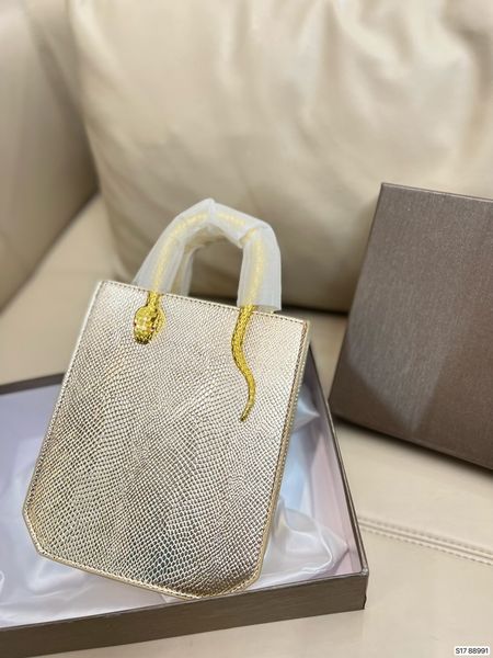 

classic retro hand held cool girl essential item mini tote bag metal snake shaped handle full of advanced feeling